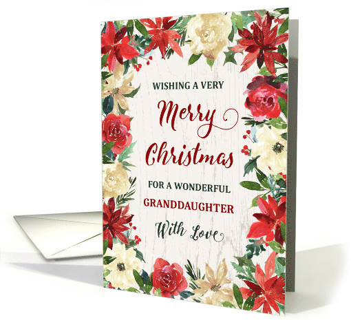 Rustic Winter Flowers Granddaughter Merry Christmas card (1888028)
