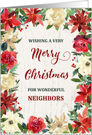 Rustic Winter Flowers Neighbors Merry Christmas card