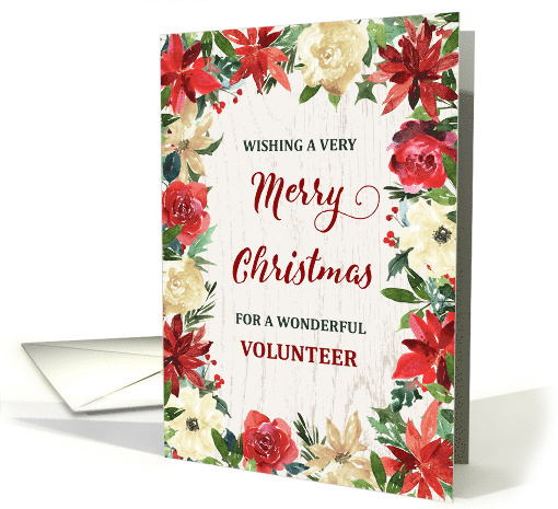 Rustic Winter Flowers Volunteer Merry Christmas card (1888218)