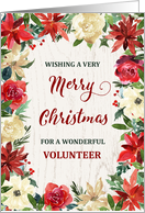 Rustic Winter Flowers Volunteer Merry Christmas card