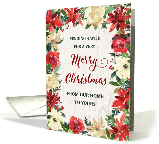 Rustic Winter Flowers from Our Home to Yours Merry Christmas card