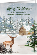 Rustic Forest Cabin Great Grandson Merry Christmas card