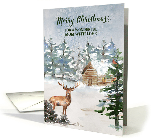 Rustic Forest Cabin Mom Merry Christmas card (1888902)