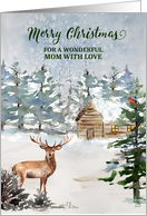 Rustic Forest Cabin Mom Merry Christmas card