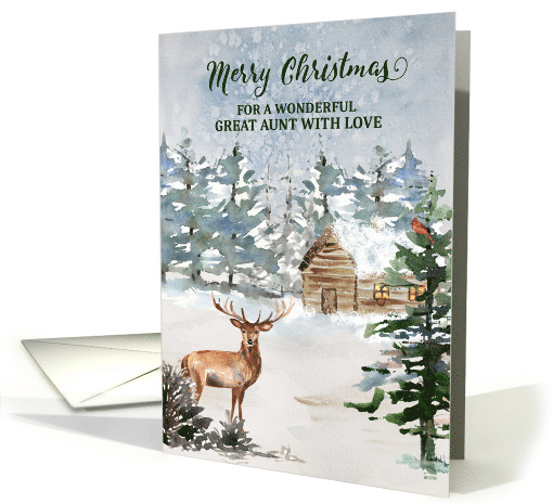 Rustic Forest Cabin Great Aunt Merry Christmas card (1888918)