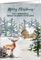 Rustic Forest Cabin Great Grandpa Merry Christmas card