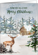 Rustic Forest Cabin for Group Merry Christmas card