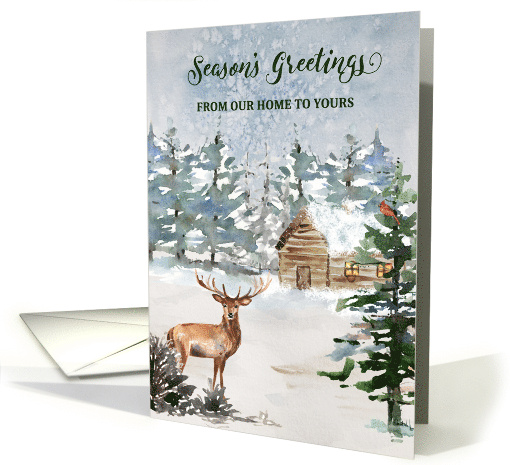 Rustic Forest Cabin From our Home to Yours Season's Greetings card