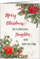 Rustic Winter Floral Daughter and Son in Law Merry Christmas card