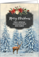 Deer in Winter Forest Goddaughter and her Family Merry Christmas card