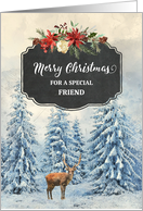 Deer in Winter Forest Friend Merry Christmas card