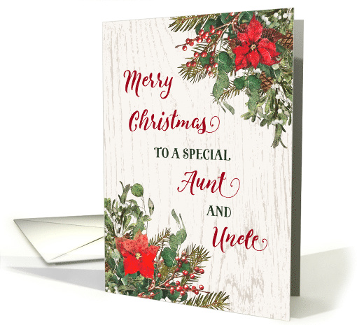 Rustic Winter Floral Aunt and Uncle Merry Christmas card (1890210)