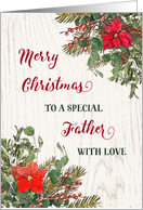 Rustic Winter Floral Father Merry Christmas card