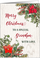 Rustic Winter Floral Grandpa Merry Christmas card