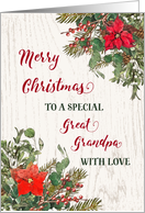Rustic Winter Floral Great Grandpa Merry Christmas card