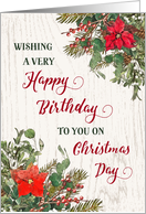 Rustic Winter Floral Birthday on Christmas card