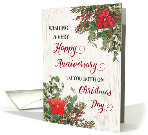Rustic Winter Floral Anniversary on Christmas card (1890534)