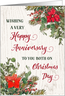 Rustic Winter Floral Anniversary on Christmas card