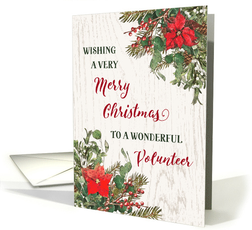 Rustic Winter Floral Volunteer Merry Christmas card (1890588)