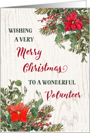 Rustic Winter Floral Volunteer Merry Christmas card