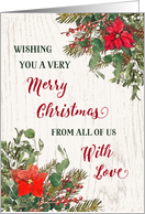 Rustic Winter Floral From All of Us Merry Christmas card