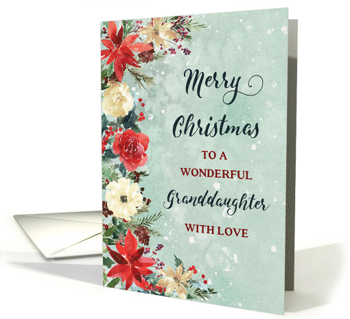 Snowy Rustic Floral Granddaughter Merry Christmas card (1891156)