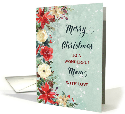 Snowy Rustic Floral Mom Merry Christmas card (1891168)