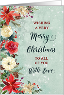 Snowy Rustic Floral For Group Merry Christmas card