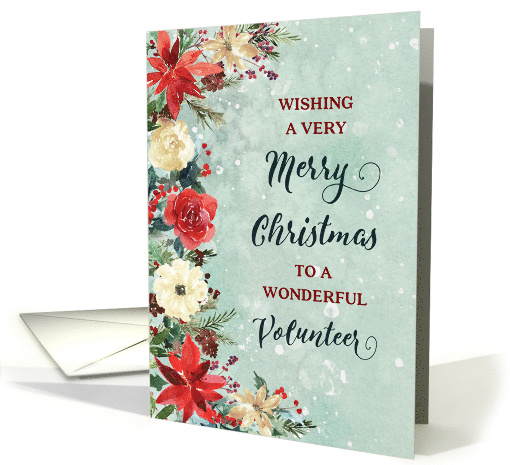 Snowy Rustic Floral Volunteer Merry Christmas card (1891368)
