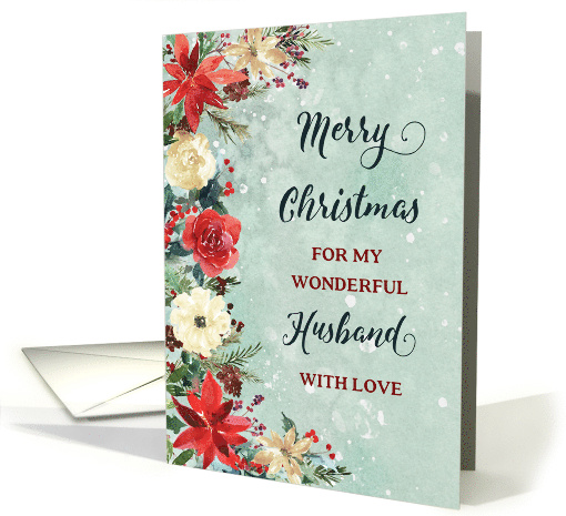 Snowy Rustic Floral Husband Merry Christmas card (1891376)