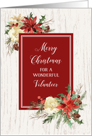 Rustic Floral Volunteer Merry Christmas card