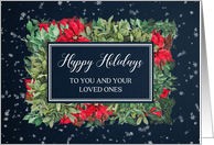 Winter Floral Happy Holidays Christmas card