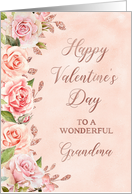 Pink Roses Faux Rose Gold Grandma Valentine’s Day Card