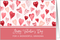 Pink Watercolor Hearts Grandma Valentine’s Day Card