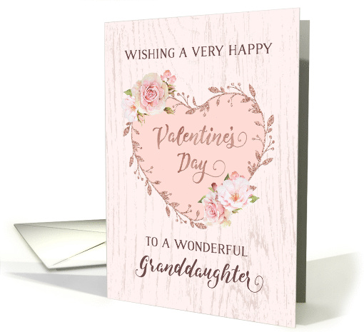 Pink Floral Heart Granddaughter Valentine's Day card (1893860)