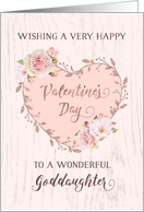 Pink Floral Heart Goddaughter Valentine’s Day card