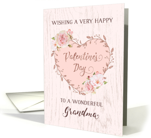 Pink Floral Heart Grandma Valentine's Day card (1894808)