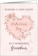 Pink Floral Heart Grandma Valentine’s Day card