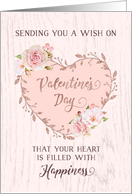 Pink Floral Heart Happy Valentine’s Day card