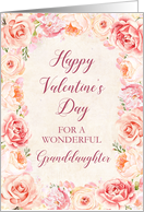 Blush Pink Watercolor Flowers Granddaughter Valentine’s Day card