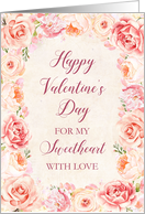 Blush Pink Watercolor Flowers Sweetheart Valentine’s Day card