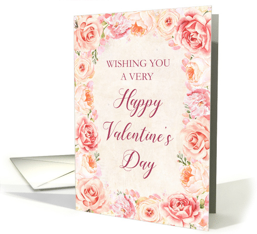 Blush Pink Watercolor Flowers Happy Valentine's Day card (1897986)