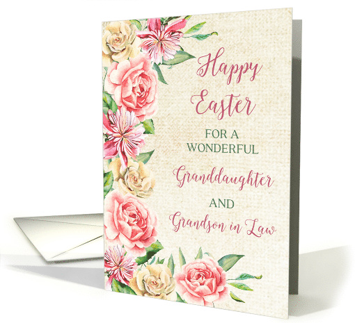 Country Flowers Granddaughter and Grandson in Law Happy Easter card