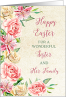 Country Flowers Sister and her Family Happy Easter card