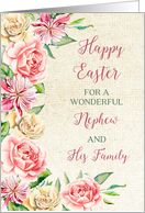 Country Flowers Nephew and his Family Happy Easter card