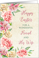 Country Flowers Friend and his Wife Happy Easter card