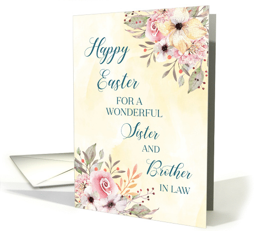 Spring Watercolor Flowers Sister and Brother in Law Happy Easter card