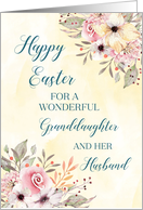 Spring Watercolor Flowers Granddaughter and her Husband Happy Easter card