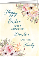 Spring Watercolor Flowers Daughter and her Family Happy Easter card