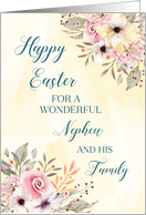 Spring Watercolor Flowers Nephew and his Family Happy Easter card